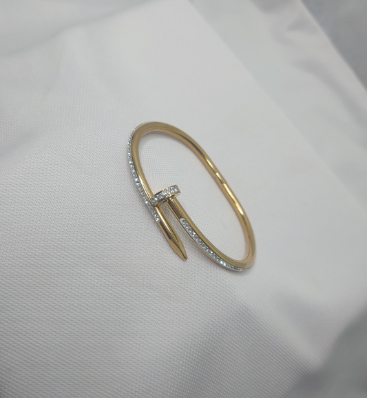 Stainless Steel Crystal Zircon Nail Bracelet